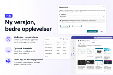 v1.13: Modernisert oppsettveiviser og dynamisk listewebdel